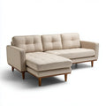Ecksofa mit Recamiere Beige 230 x 150 x 85 cm Polyesterbezug L-Form