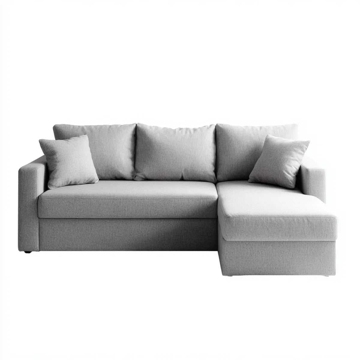 Ecksofa mit Recamiere rechts Hellgrau 230 x 150 x 85 cm Polyester L-Form