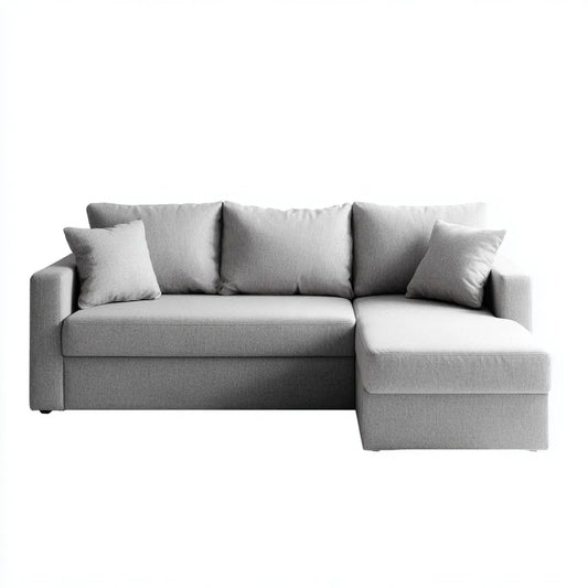 Ecksofa mit Recamiere rechts Hellgrau 230 x 150 x 85 cm Polyester L-Form