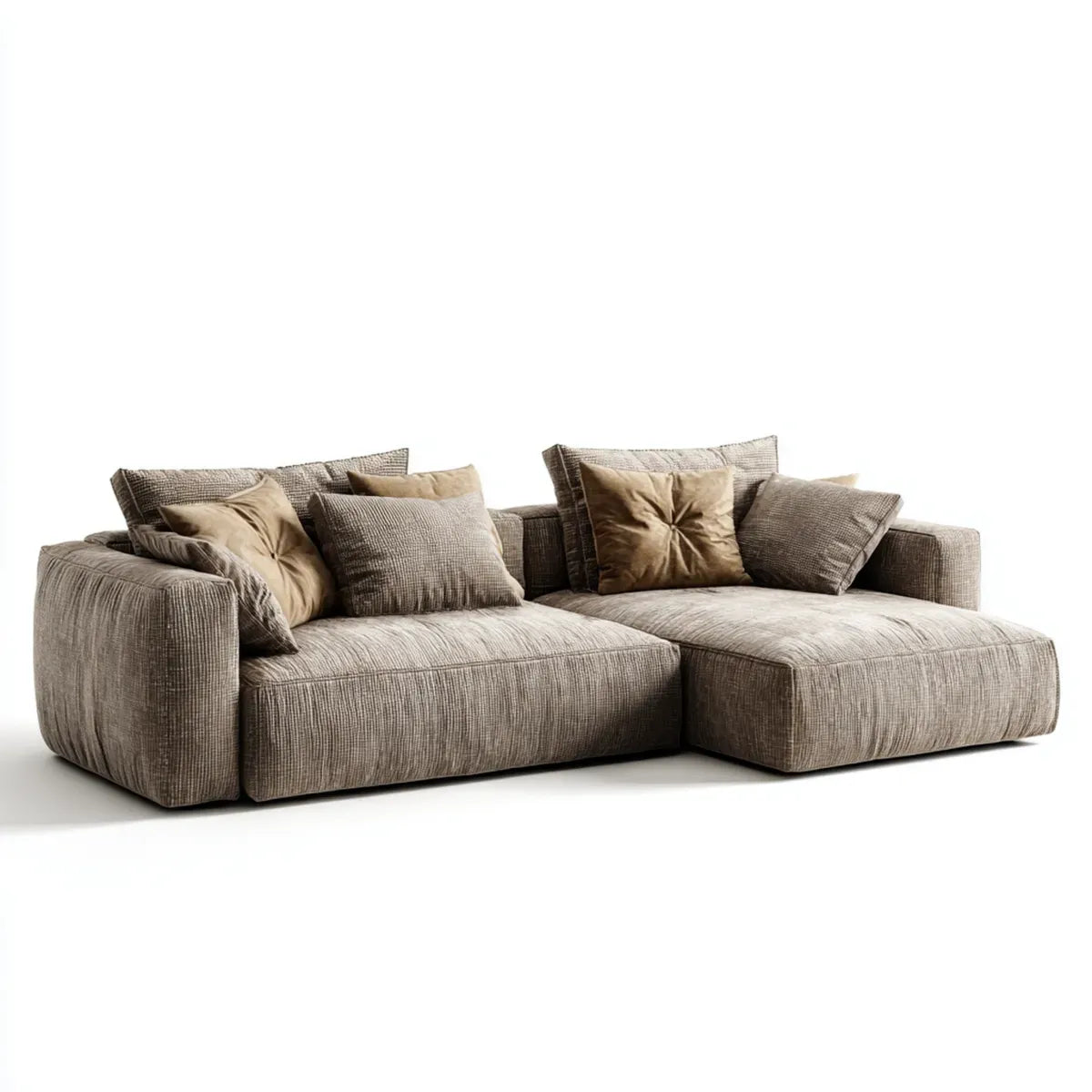 Ecksofa mit Recamiere rechts Taupe 290 x 170 x 85 cm Polyester L-Form