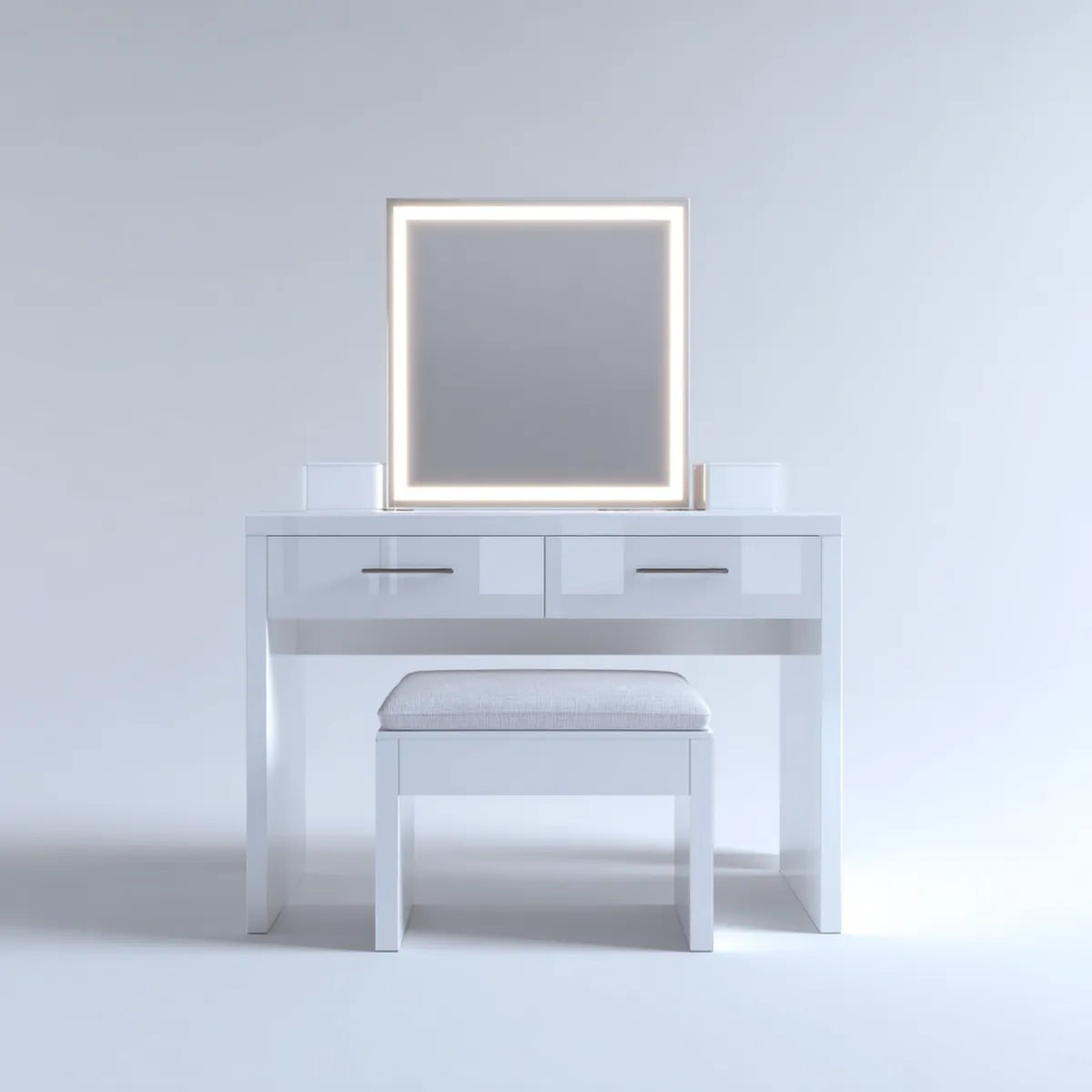 Schminktisch Set mit LED Spiegel Weiß 80 x 40 x 140 cm MDF rechteckig