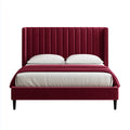 Polsterbett Doppelbett Burgunderrot 180 x 200 cm Polyester-Samt Rechteckig