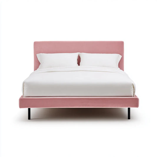 Polsterbett Doppelbett Rosa 160 x 200 cm Polyester-Samtbezug Rechteckig