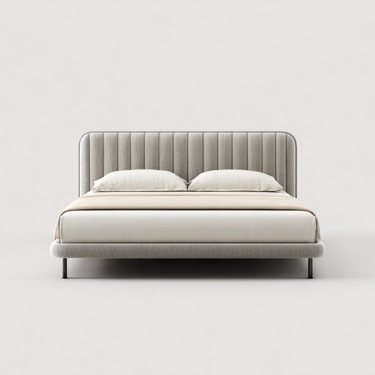 Polsterbett Doppelbett Grau 180 x 200 cm Polyester Rechteckig