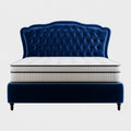 Polsterbett Doppelbett Dunkelblau 180 x 200 cm Samt Polyester mit Boxspringmatratze und Chesterfield Kopfteil