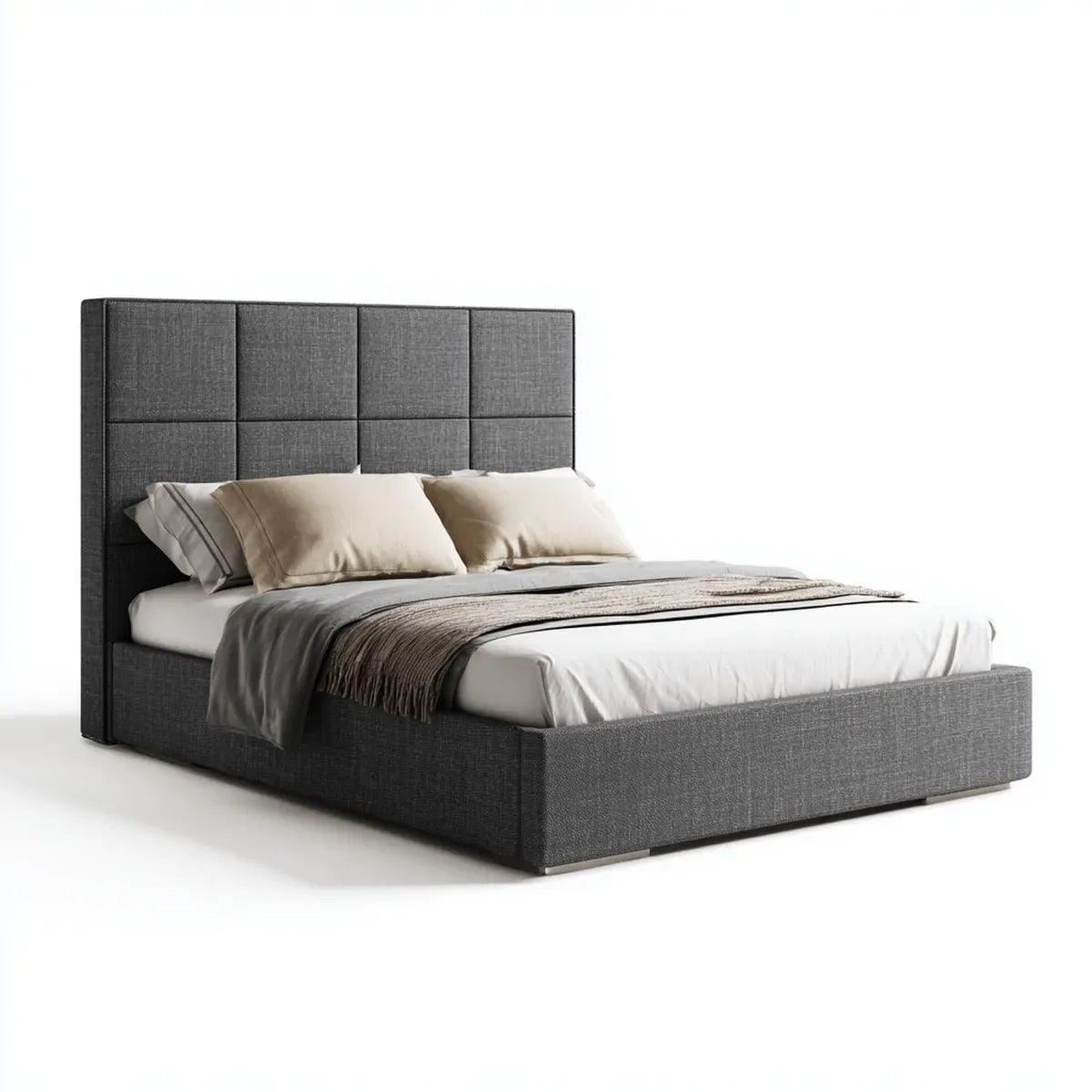 Polsterbett Doppelbett Dunkelgrau 160 x 200 cm mit Polyesterbezug rechteckig