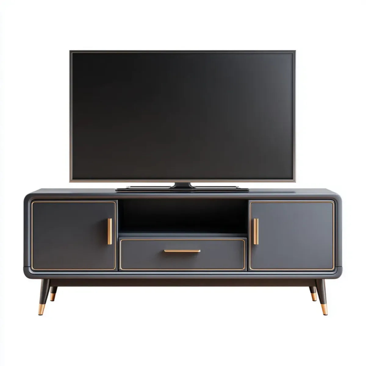 TV-Schrank Schwarz Gold 160 x 40 x 55 cm MDF Rechteckig mit 2 Türen Schublade und offenem Fach