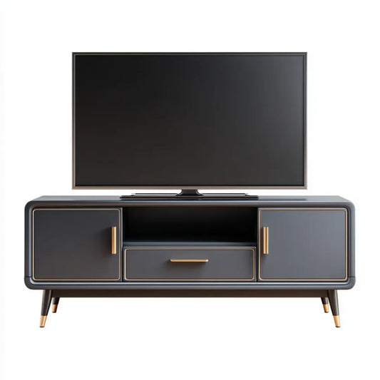 TV-Schrank Schwarz Gold 160 x 40 x 55 cm MDF Rechteckig mit 2 Türen Schublade und offenem Fach