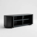 TV-Schrank Schwarz 140 x 40 x 55 cm MDF mit PVC-Folienbeschichtung abgerundete Rechteckform 2 Türen 4 offene Fächer