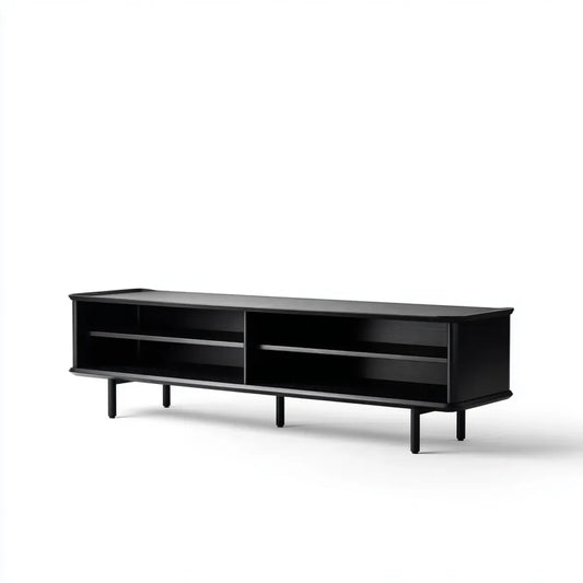 TV-Schrank Schwarz 180 x 40 x 50 cm aus Spanplatte mit Melaminharzbeschichtung Rechteckig