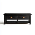 TV-Schrank Schwarz Gold 160 x 40 x 55 cm aus massivem Kiefernholz rechteckig mit 2 Schubladen