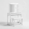 Schminktisch Set Weiß 80 x 40 x 140 cm aus MDF mit LED-Spiegel Schublade Ablagen und Hocker