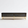 TV-Schrank Schwarz Gold 180 x 40 x 55 cm aus MDF und pulverbeschichtetem Stahl rechteckig mit 2 Schubladen