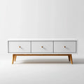 TV-Schrank Weiß 120 x 40 x 60 cm MDF Kiefer Massivholz Rechteckig mit 3 Schubladen