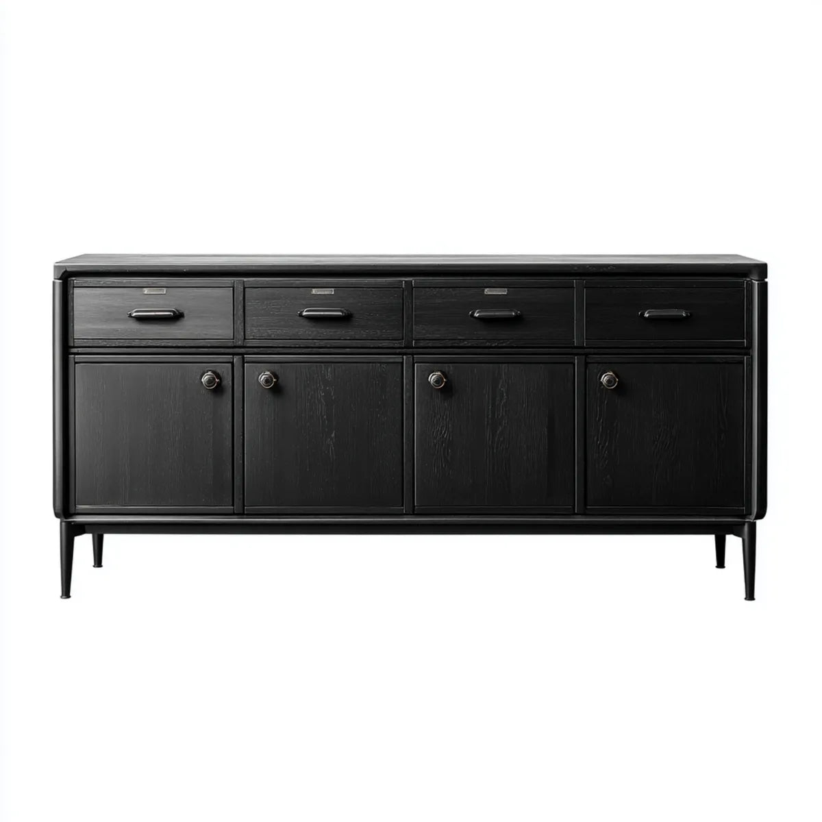 Sideboard Schwarz 160 x 40 x 85 cm MDF rechteckig mit 4 Schubladen und 4 Türen