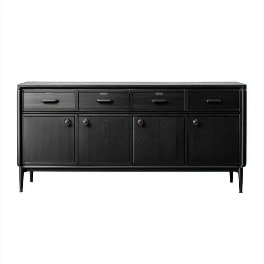 Sideboard Schwarz 160 x 40 x 85 cm MDF rechteckig mit 4 Schubladen und 4 Türen
